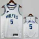 23/24 TIMBERWOLVES ERDWARDS #5 White Top Quality Hot Pressing NBA Jersey(Retro Logo)