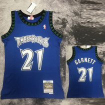 03/04 Timberwolves GARNETT #21 Blue Retro Top Quality Hot Pressing NBA Jersey