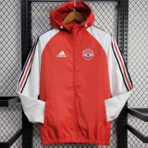 24/25 Man Utd Red &White Hooded Windbreaker