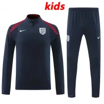 24/25 England  Sapphire Blue Kids Half Pull Tracksuit  (半拉链、童装)
