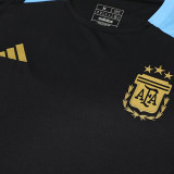 24/25  Argentina Black Training Short Suit(黑色蓝肩）