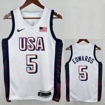 2024 Olympic Game USA EDWARDS # 5 White Basketball Jersey