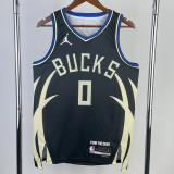 22/23 BUCKS LILLARD #0 Black Trapeze Iimited Top Quality Hot Pressing NBA Jersey(V领)
