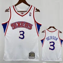 96/97 76ERS IVERSON  # 3 White Newcomer Top Quality Hot Pressing Retro NBA Jersey