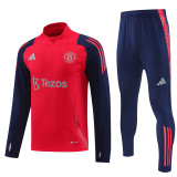 24/25 Man Utd Red Kids Half Pull Tracksuit  ( 童装、半拉链)