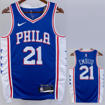 22/23 76ERS EMBIID #21 Blue Top Quality Hot Pressing NBA Jersey (V领）