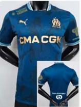 24/25 Marseille  Away Player Version Soccer Jersey(Print all Sponsor)前后广告
