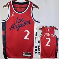 24/25 Clippers LEONARD #2 Red Top Quality Hot Pressing NBA Jersey (Trapeze Edition) 飞人版