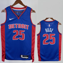 22/23 Pistons ROSE #25 Blue Top Quality Hot Pressing NBA Jersey(V领)