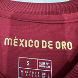25/26 Mexico Maroon Gold Cup (Embroidery Seal) Fans Soccer Jersey枣红刺绣章