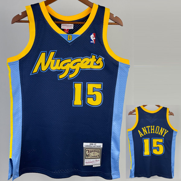 2006/2007 Nuggets ANTHONY #15 Royal Blue Retro Top Quality Hot Pressing NBA Jersey