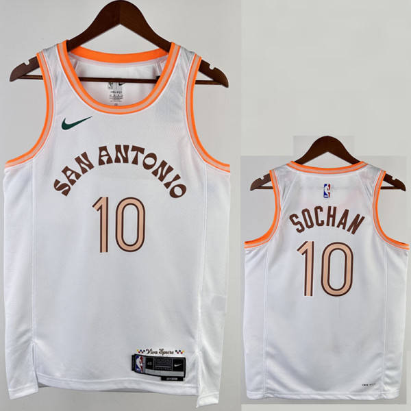 23/24 SA Spurs SOCHAN #10 White City Edition Top Quality Hot Pressing NBA Jersey