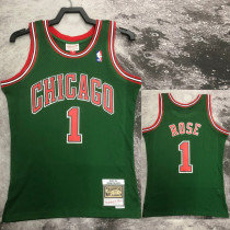 2008/2009 BULLS ROSE #1 Green Retro Top Quality Hot Pressing NBA