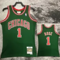 2008/2009 BULLS ROSE #1 Green Retro Top Quality Hot Pressing NBA