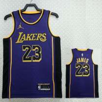 22/23 LAKERS JAMES #23 Purple Top Quality Hot Pressing NBA Jersey (Trapeze Edition)