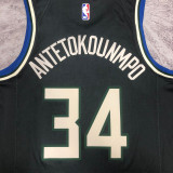 22/23 BUCKS ANTETOKOUNMPO #34 Black Top Quality Hot Pressing NBA Jersey (Trapeze Edition)