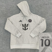 2024 Inter Miami Signed Grey Hoody（signed）（ 灰色带“10”号、加薄绒)