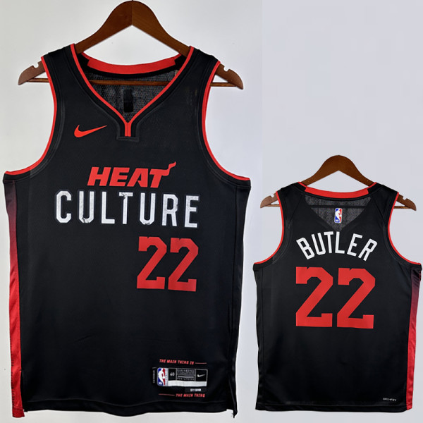 23/24 HEAT BUTLER #22 Black City Edition Top Quality Hot Pressing NBA Jersey (V领）