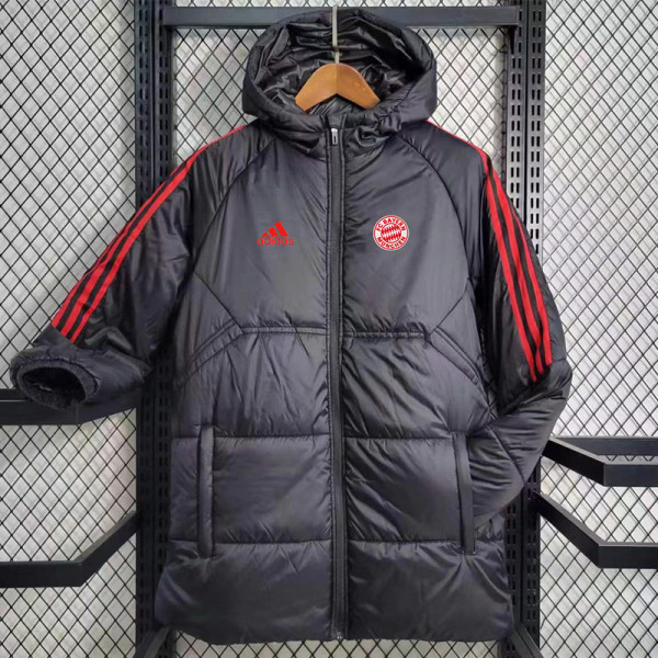 23/24 Bayern Black Hooded Cotton Coat Red Edge (红色边) 棉衣