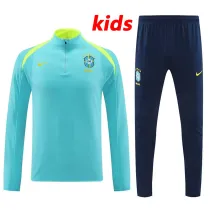 24/25 Brazil  Green Kids Half Pull Tracksuit (半拉链、童装）