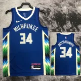 22/23 BUCKS ANTETOKOUNMPO #34 Blue City Edition Top Quality Hot Pressing NBA Jersey