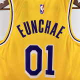 22/23 LAKERS EUNCHAE #01 Yellow Top Quality Hot Pressing NBA Jersey(圆领)
