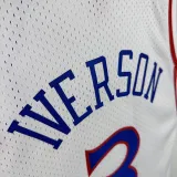 96/97 76ERS IVERSON  # 3 White Newcomer Top Quality Hot Pressing Retro NBA Jersey