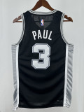 22/23 Sa Spurs PAUL #3 Black Top Quality Hot Pressing NBA Jersey