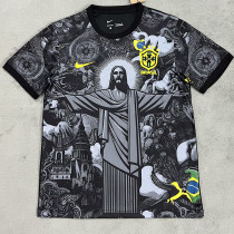2024 Brazil Christ statue black Fans Soccer Jersey