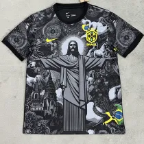 2024 Brazil Christ statue black Fans Soccer Jersey