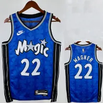 23 /24 Magic WAGNER #22 Dark Blue Top Quality Hot Pressing NBA Jersey (Retro Logo)(V领)