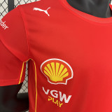 2024 F1 Formula One Ferrari #55 Red Racing Suit (圆领、55号、左肩带DX广告)