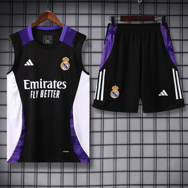 24/25 RMA Black(Purple Shoulders) Tank top and shorts suit(黑色紫肩）
