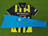 24/25 Man City Away Player Version Soccer Jersey(Sky Blue Long pants)