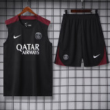 24/25 PSG Black Tank top and shorts suitblack