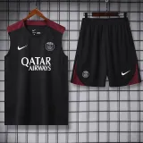 24/25 PSG Black Tank top and shorts suitblack