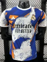 25/26 RMA White and Blue Puzzle Player Version Soccer Jersey