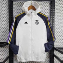 24/25 Bayern White & Royal Blue Hooded Windbreaker