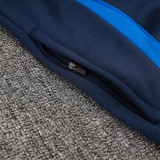 24/25 Italy Royal Blue Hooded  Half Pull Tracksuit(Add Fluff)  (半拉链、加绒F597)