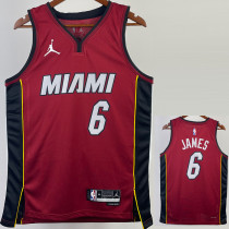 22/23 HEAT JAMES #6 Red Top Quality Hot Pressing NBA Jersey (Trapeze Edition) 飞人版