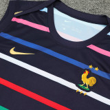 24/25 France Black And Colored StripesTank top and shorts suit