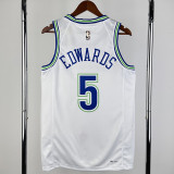 23/24 TIMBERWOLVES ERDWARDS #5 White Top Quality Hot Pressing NBA Jersey(Retro Logo)