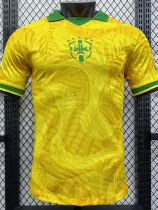 24/25 Brazil Yellow Wavy Pattern Special Edition  Player Version Soccer Jersey