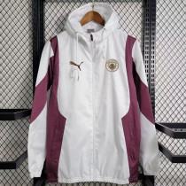 24/25  Man City White Purple Hooded Windbreaker
