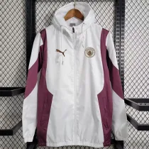 24/25  Man City White Purple Hooded Windbreaker