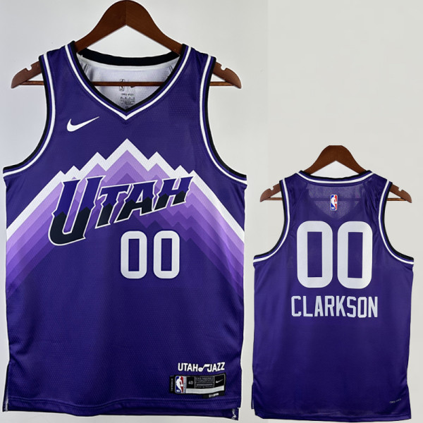 23/24 JAZZ CLARKSON #00 Purple City Edition Top Quality Hot Pressing NBA Jersey