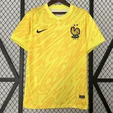 2024  France Goalkeeper Yellow  Fans Soccer Jersey