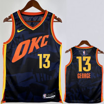 23/24 OKC Thunder GEORGE #13 Dark Blue City Edition Top Quality Hot Pressing NBA Jersey