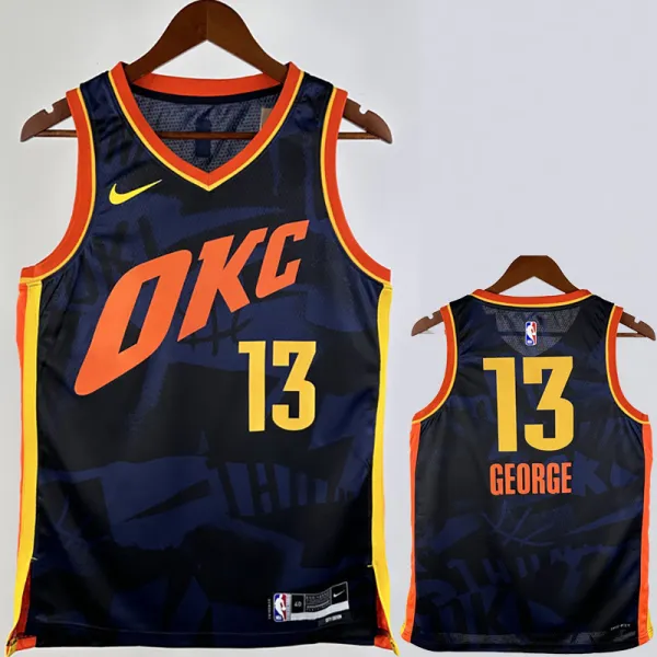 23/24 OKC Thunder GEORGE #13 Dark Blue City Edition Top Quality Hot Pressing NBA Jersey
