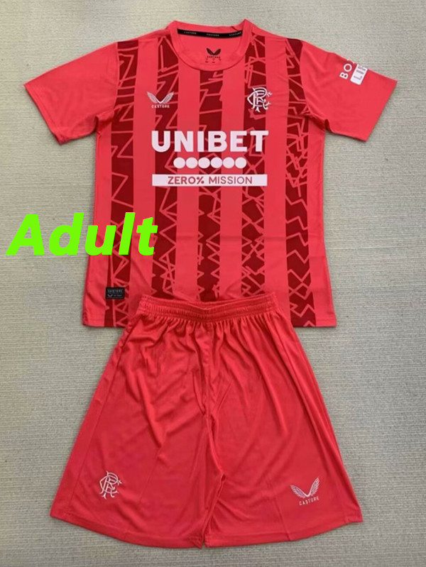 24/25 Rangers Red Goalkeeper Adult Suit Fans Soccer Jersey（成人套装）